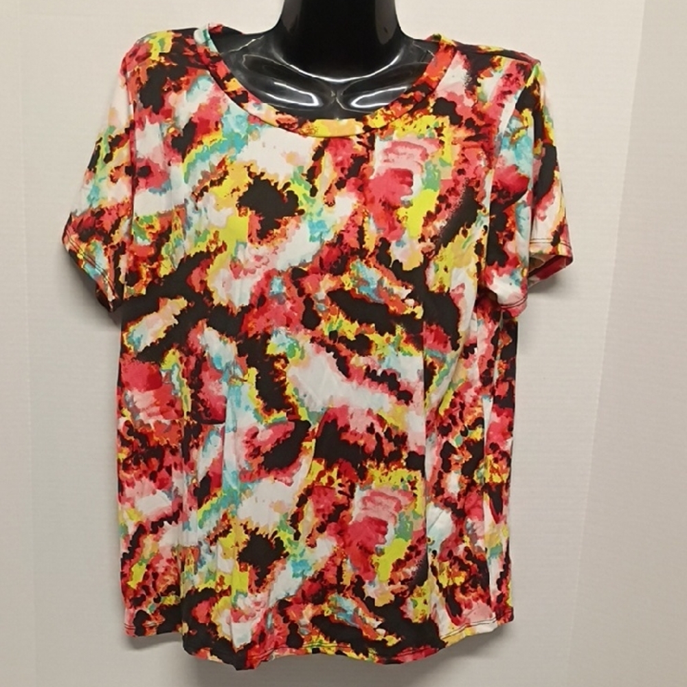 Love J Multicolor Abstract Short Sleeve Top